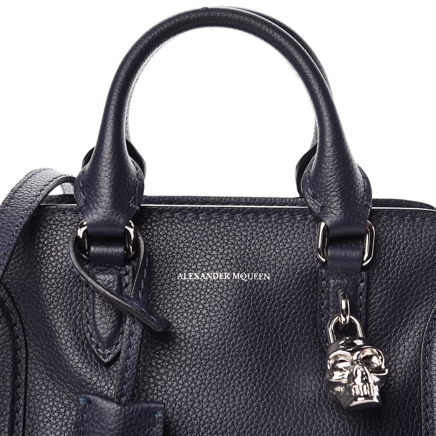 Alexander McQueen Pebbled Calfskin Mini Padlock Navy 8 of 11