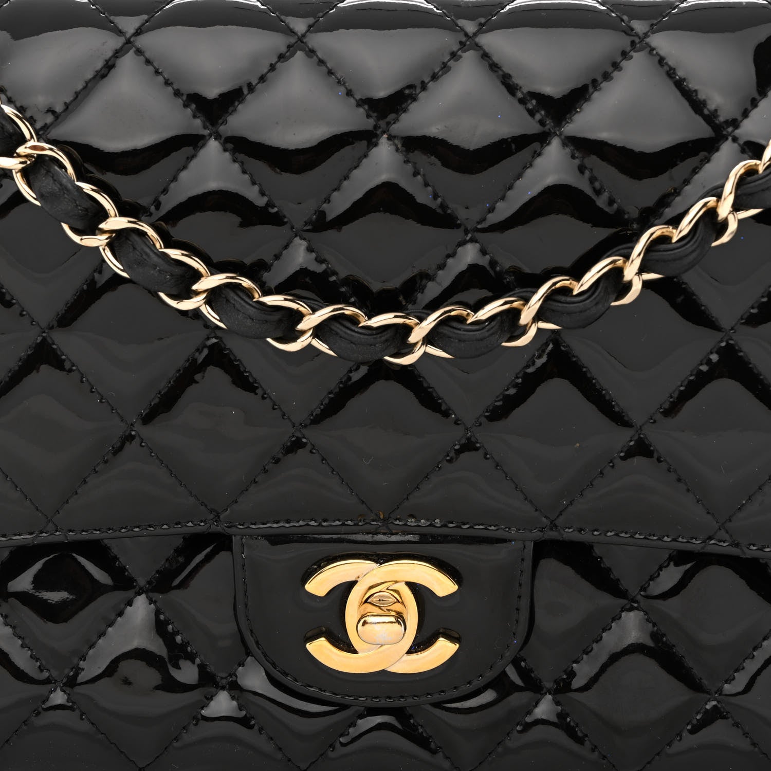 Chanel Patent Quilted Medium Double Flap Black 8 of 15