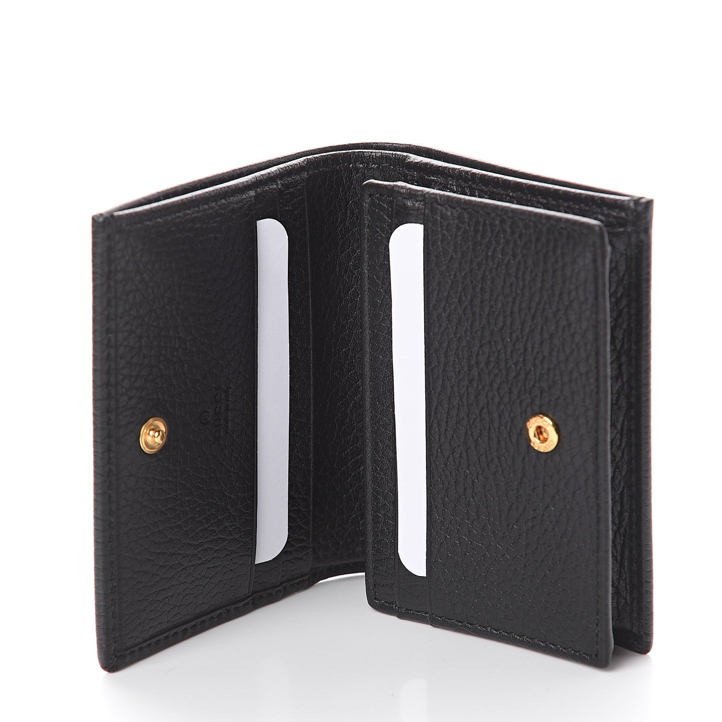 Pebbled Calfskin GG Marmont Card Case Black