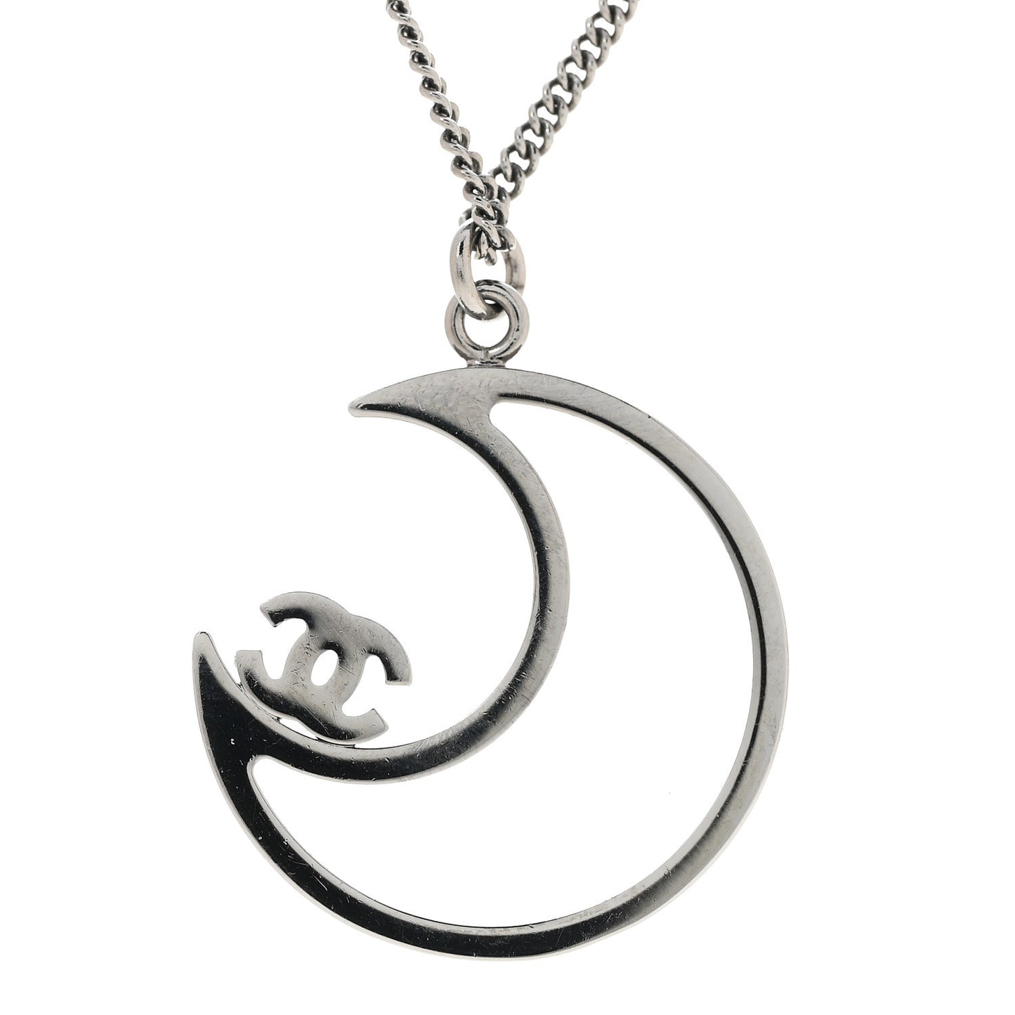 Ruthenium Crystal CC Moon Pendant Necklace
