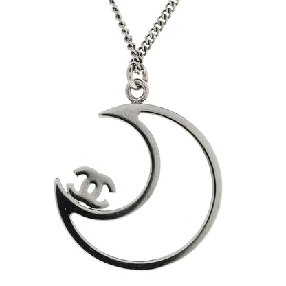 Chanel Ruthenium Crystal CC Moon Pendant Necklace 6 of 6