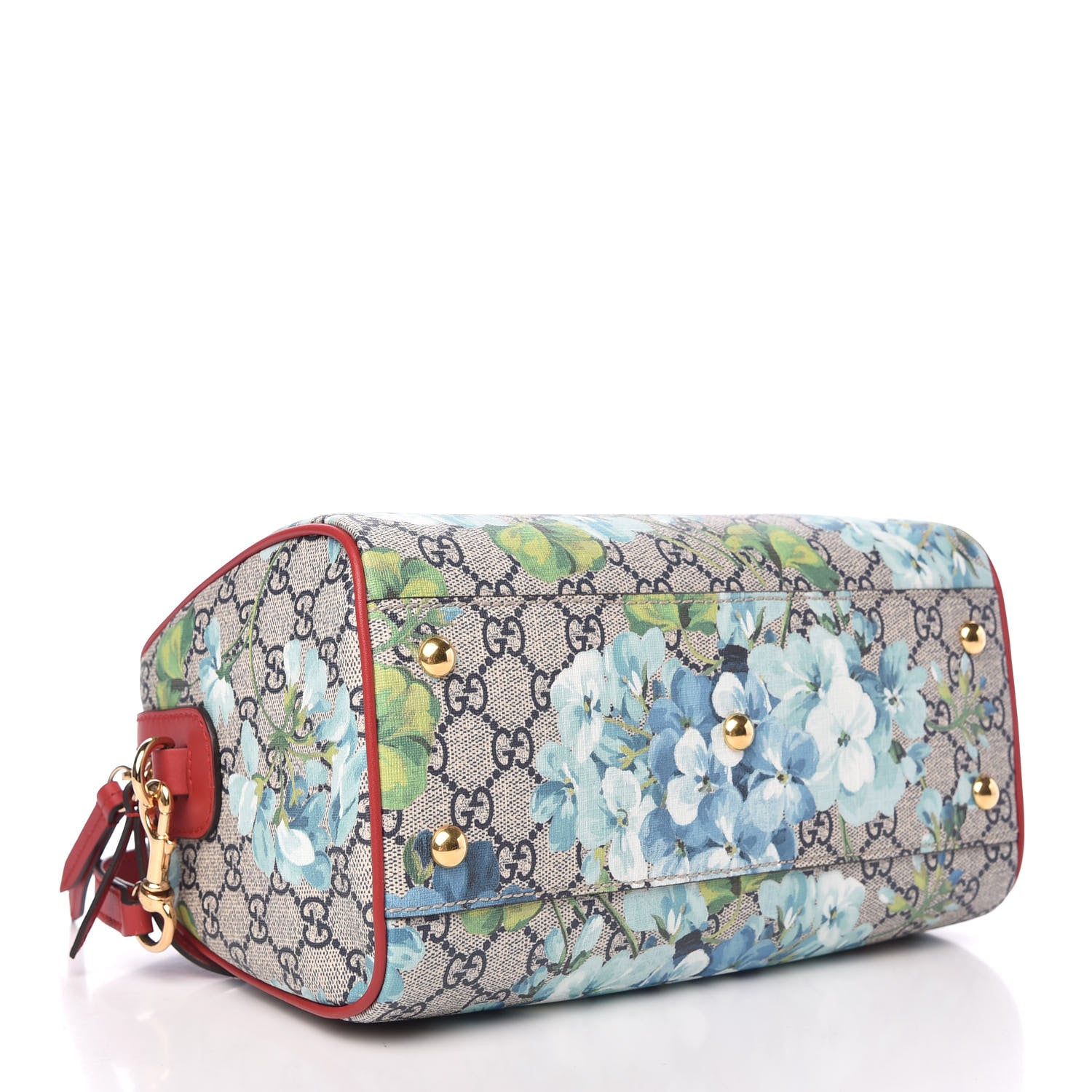 Gucci GG Supreme Monogram Blooms Small Boston Beige Blue Navy Hibiscus Red 4 of 9