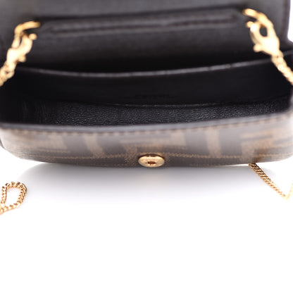 Fendi Glazed Fabric FF 1974 Nano Baguette Charm Mogano Panna 5 of 9