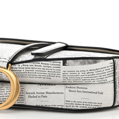 Christian Dior Calfskin Newspaper Printed Saddle Bag With Strap Black White 10 of 10