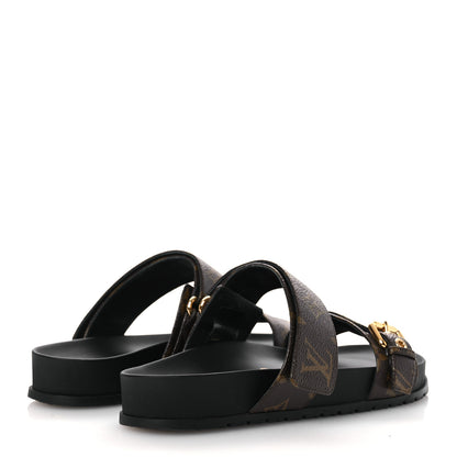 Louis Vuitton Monogram Bom Dia Mule Sandals 38 Black 5 of 12