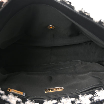Chanel Tweed Quilted Maxi Chanel 19 Flap Black Ecru White 5 of 10