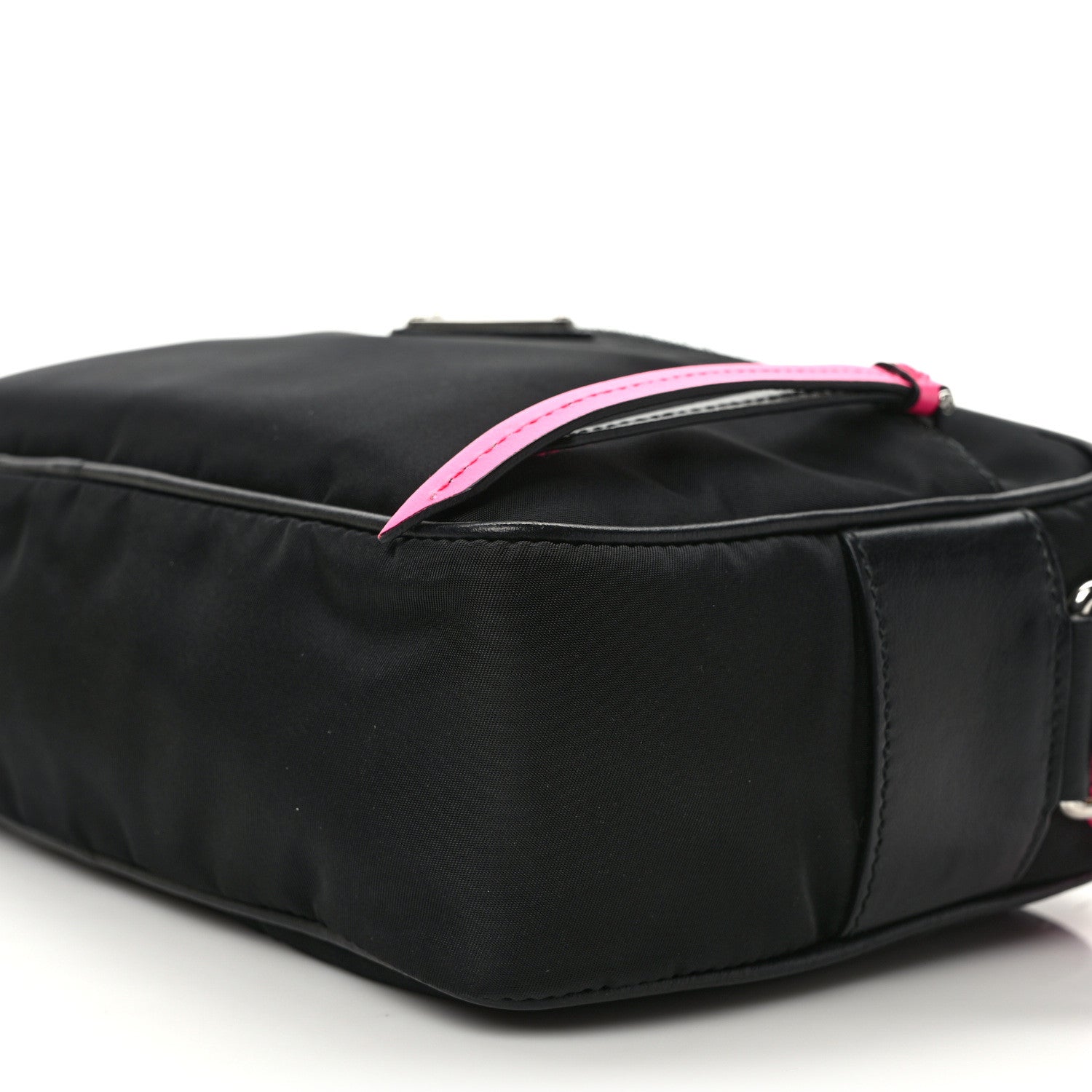 Prada Tessuto Nylon Studded New Vela Shoulder Bag Black Pink 9 of 9