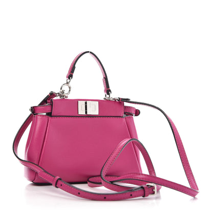 Fendi Nappa Micro Peekaboo Iconic Satchel Magenta 3 of 10