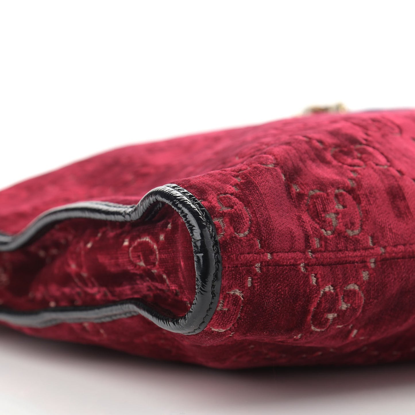 Velvet GG Monogram Large Rajah Chain Tote Red Cipria Black