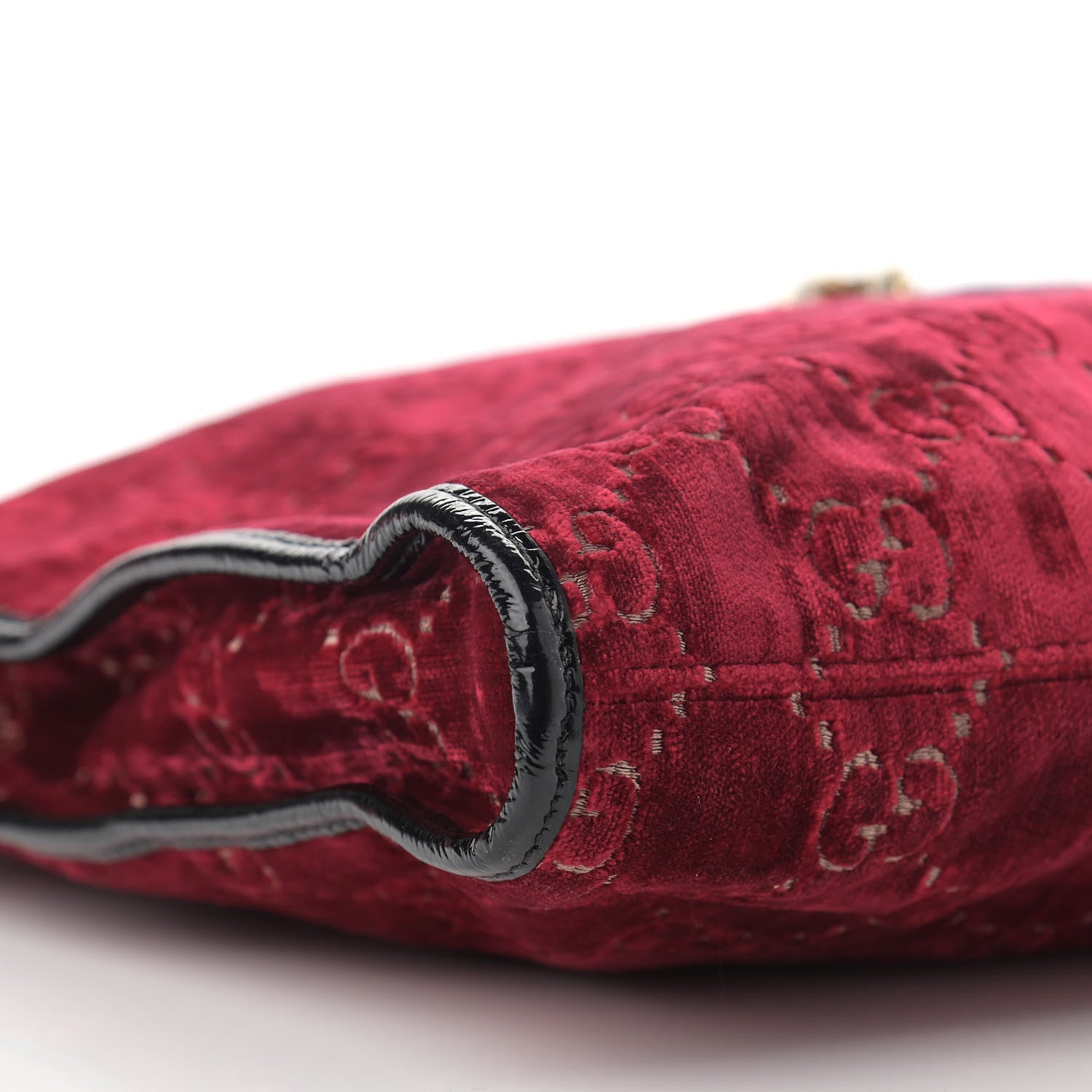 Gucci Velvet GG Monogram Large Rajah Chain Tote Red Cipria Black 10 of 16