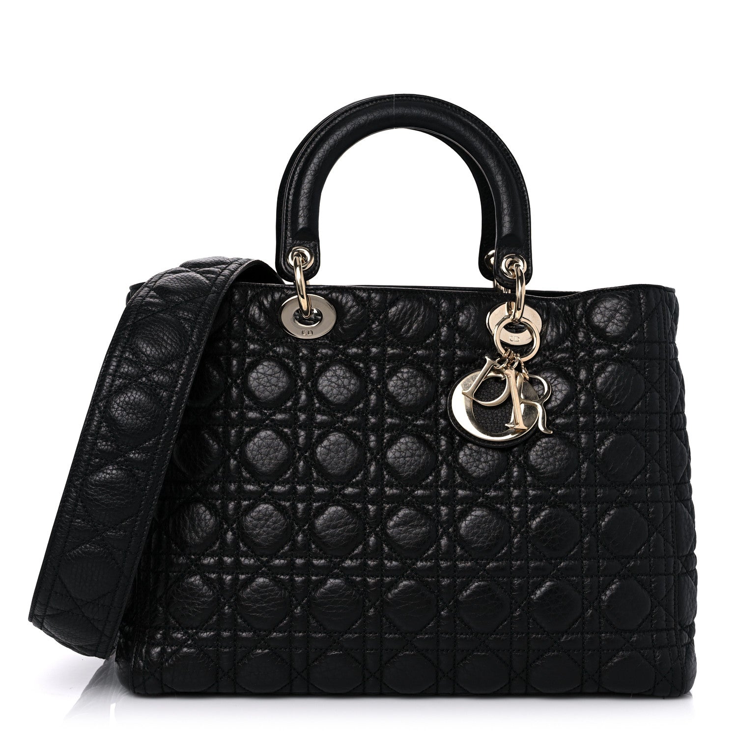 Christian Dior Grained Calfskin Cannage Large Supple Lady Dior Black 1 of 14