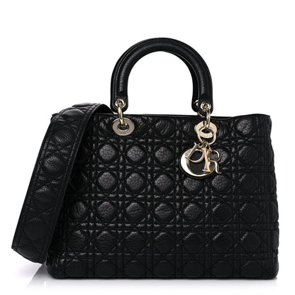 Christian Dior Grained Calfskin Cannage Large Supple Lady Dior Black 1 of 14