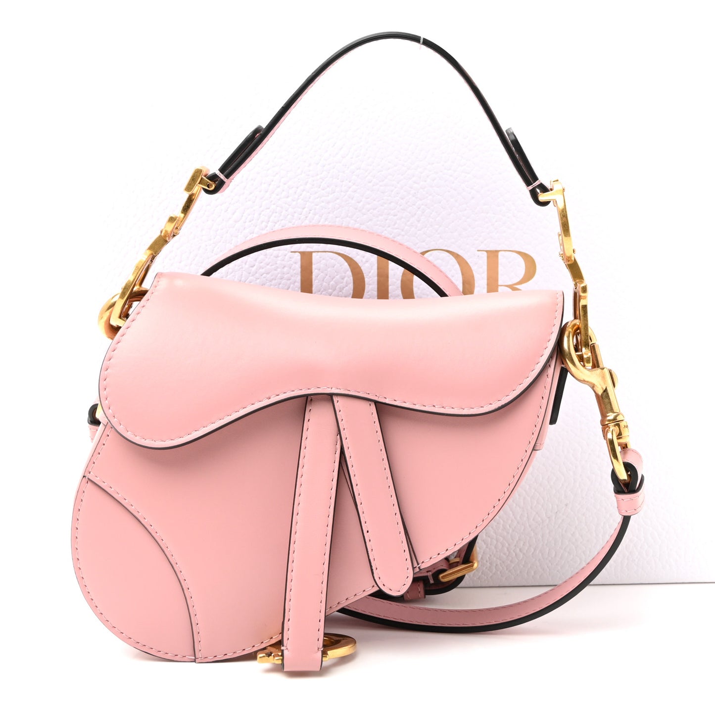Smooth Calfskin Mini Saddle Bag With Strap Antique Pink