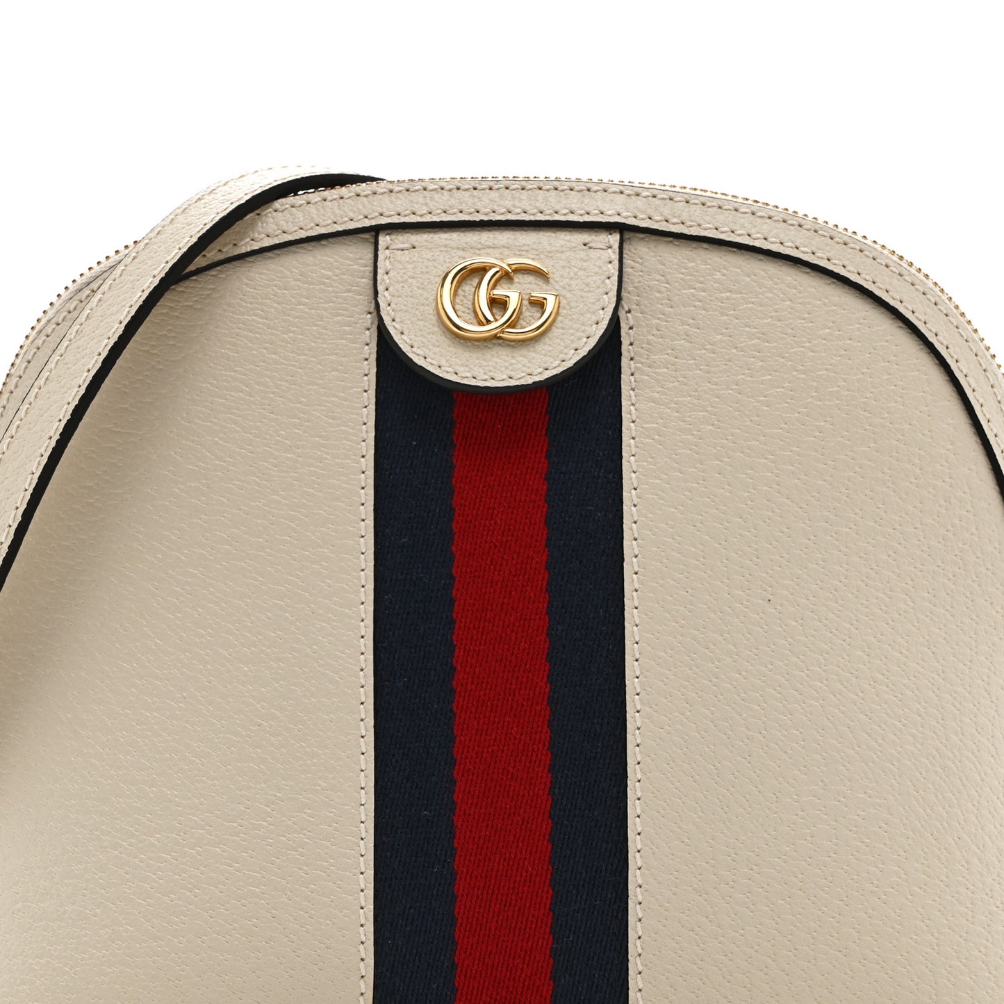 Textured Dollar Calfskin Web Small Ophidia Dome Shoulder Bag Mystic White