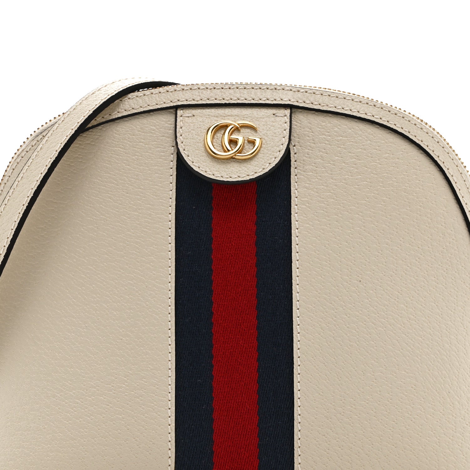 Gucci Textured Dollar Calfskin Web Small Ophidia Dome Shoulder Bag Mystic White 9 of 11