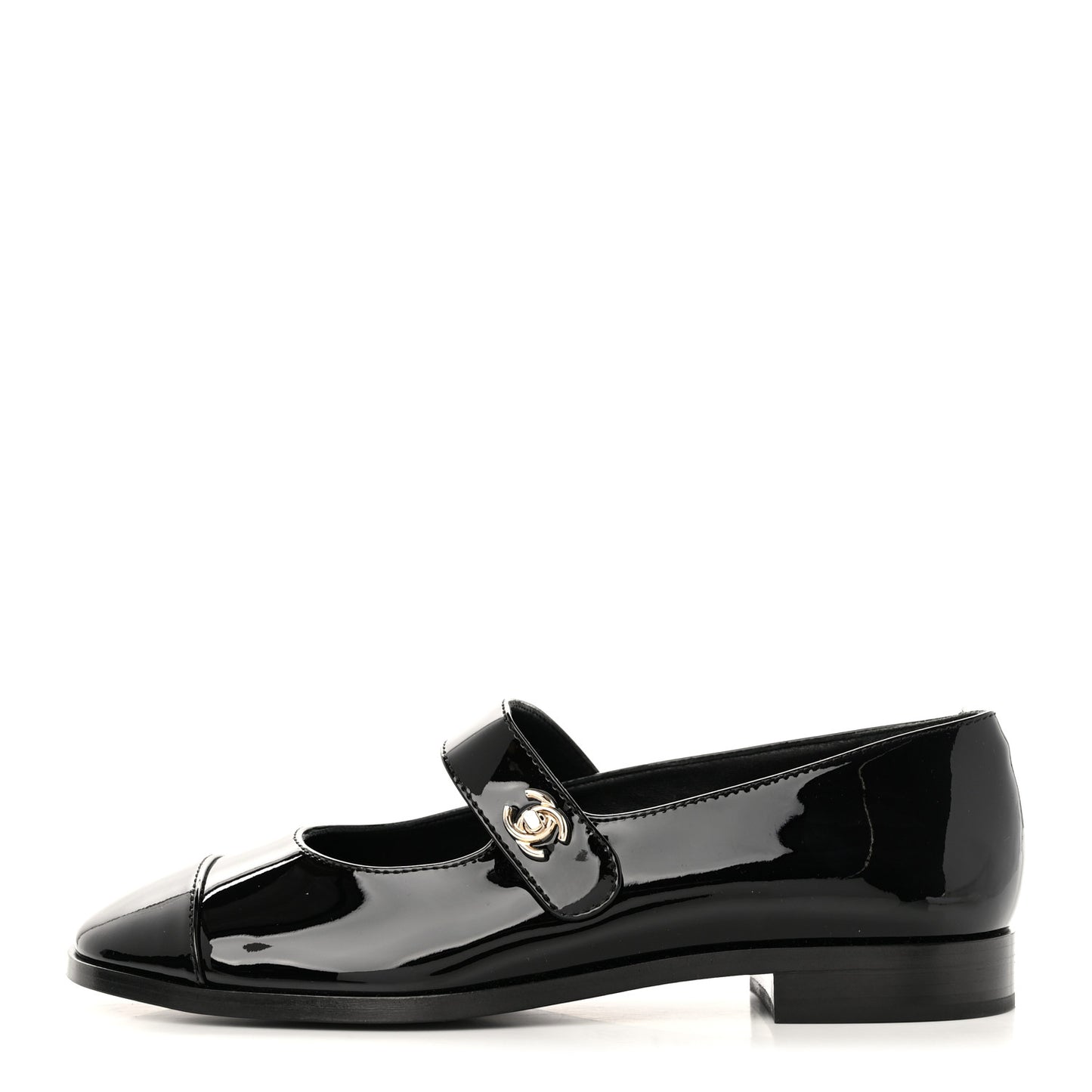 Patent Calfskin Mary Janes Flats 37.5 Black