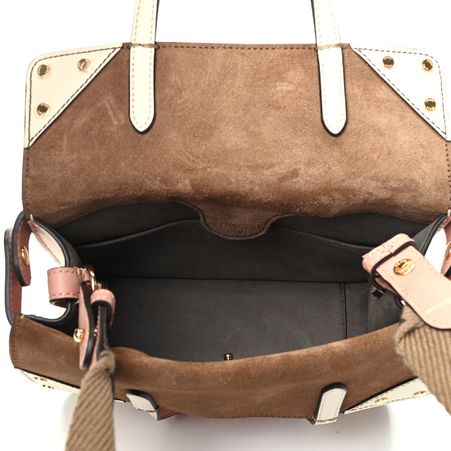 Vitello Grace Suede Small Flip Tote Rosa Bourbon Marrone Camelia