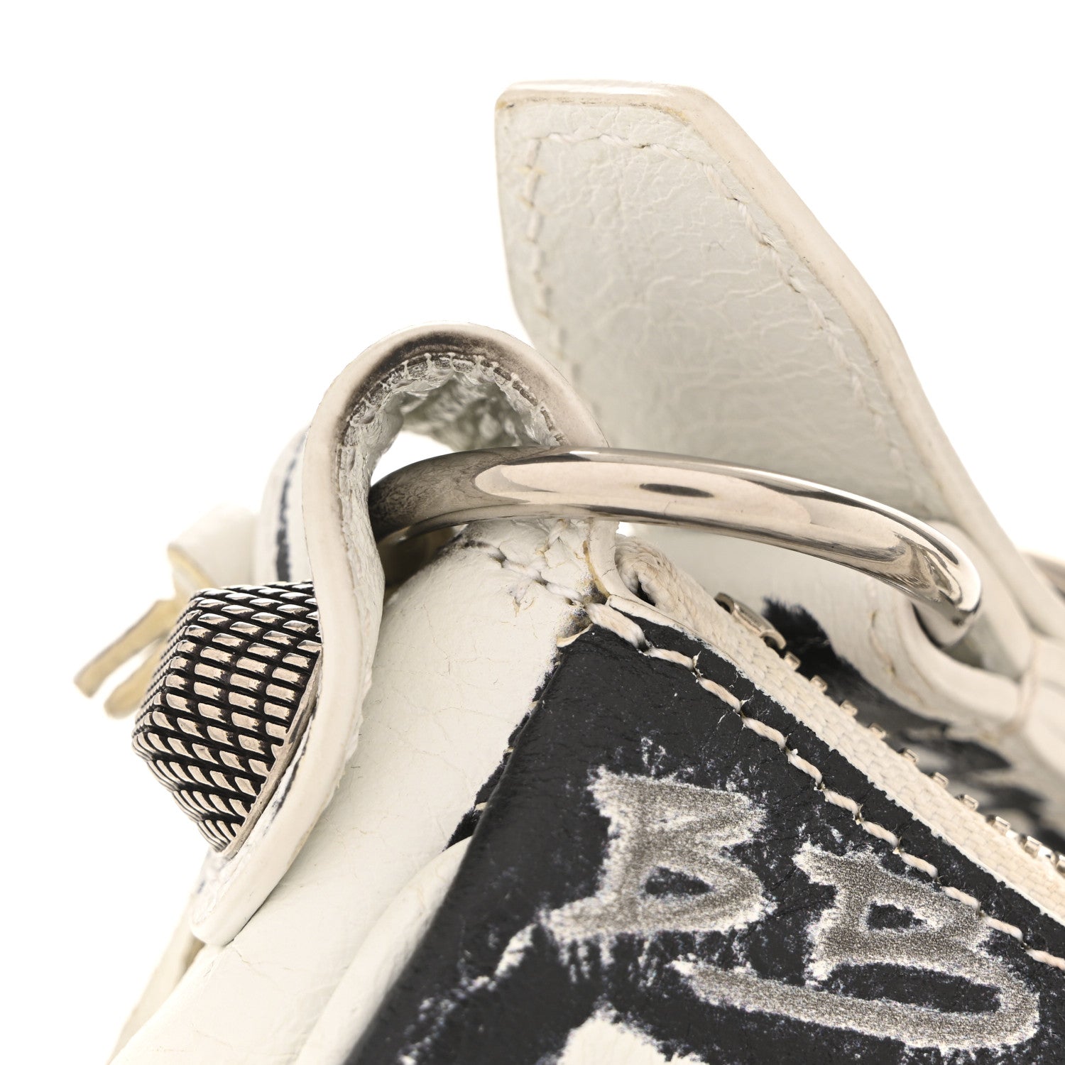 Balenciaga Agneau Arena Graffiti Le Cagole Shoulder Bag XS White Black 15 of 15