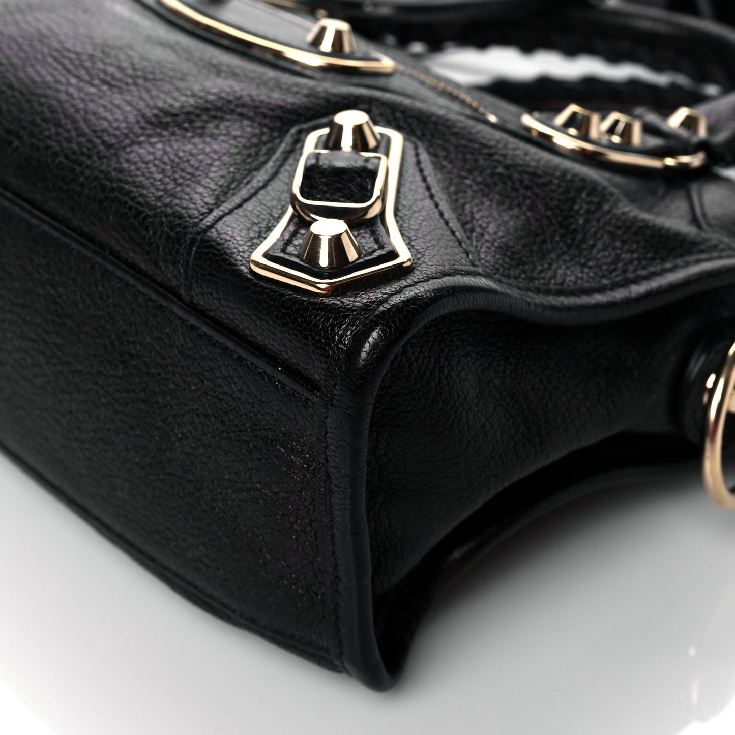 Chevre Gold Metallic Edge Hardware Mini City Black