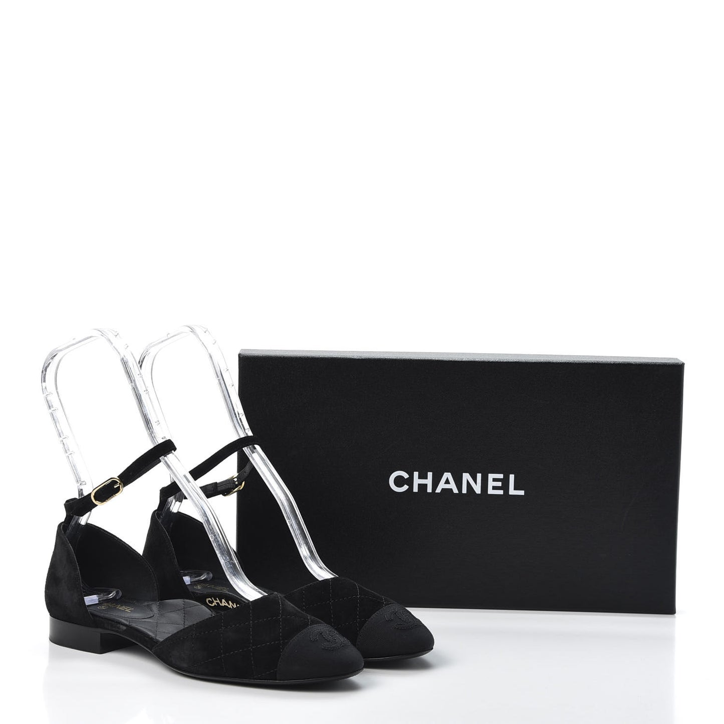 Suede Grosgrain Cap Toe CC Slingback Sandals 37 Black