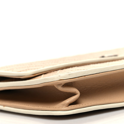 Chanel Grained Calfskin Diamond Stitched Wallet On Chain WOC Beige White 10 of 12