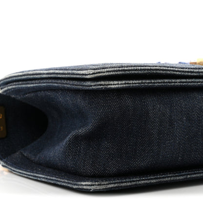 Chanel Tweed Denim Medium Boy Flap Navy Blue 8 of 9