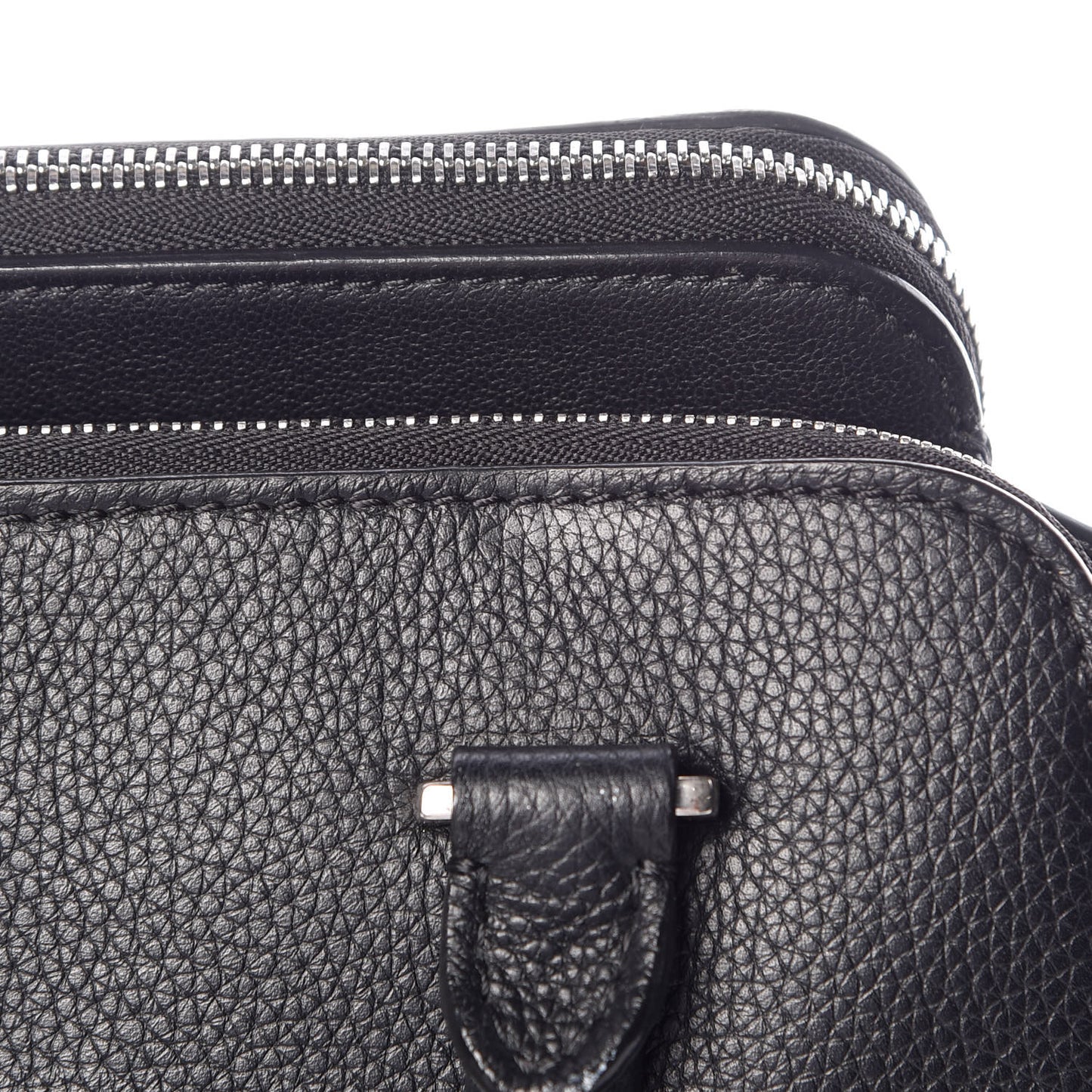 Drummed Calfskin Suede Double Zip Trapeze Black