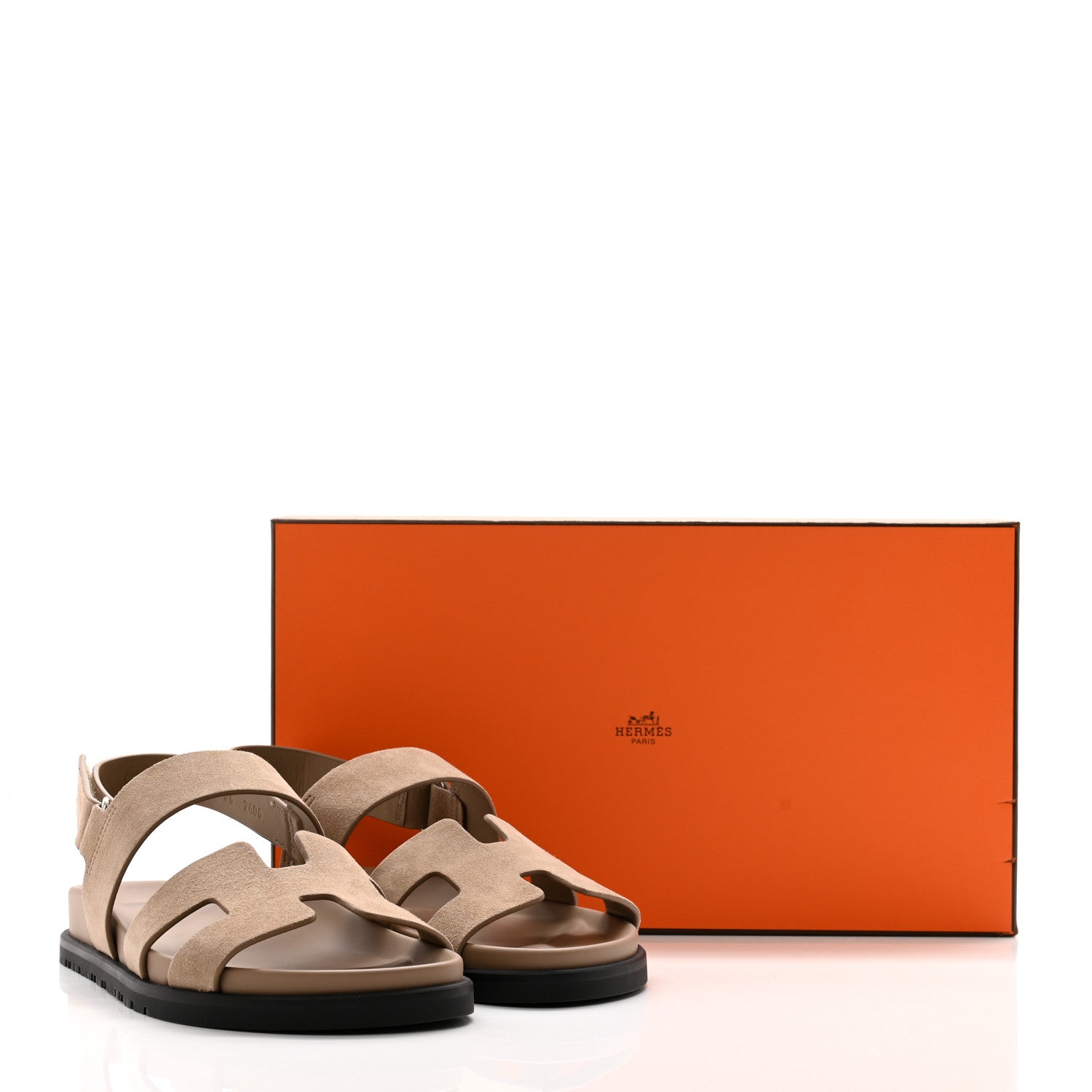 Hermes Suede Goatskin Womens Genius Sandals 36 Beige Sable 1526349