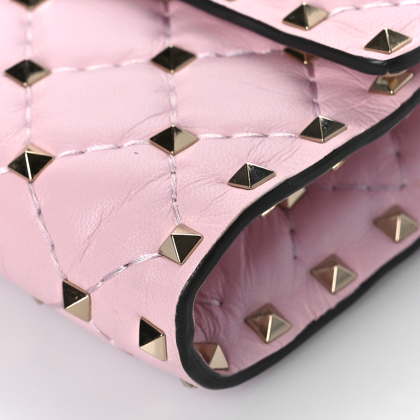 Nappa Rockstud Spike Wallet on Chain Water Rose