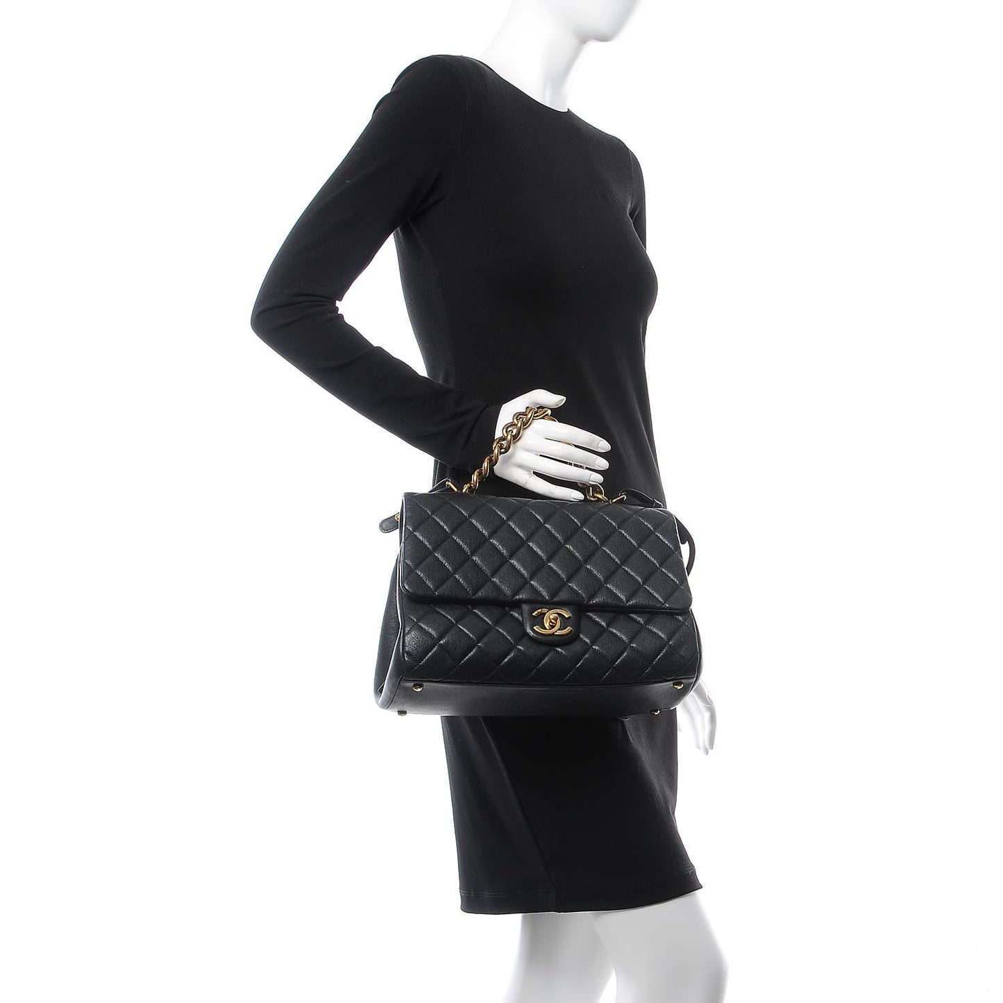 Shiny Sheepskin Quilted Large Trapezio Flap Black