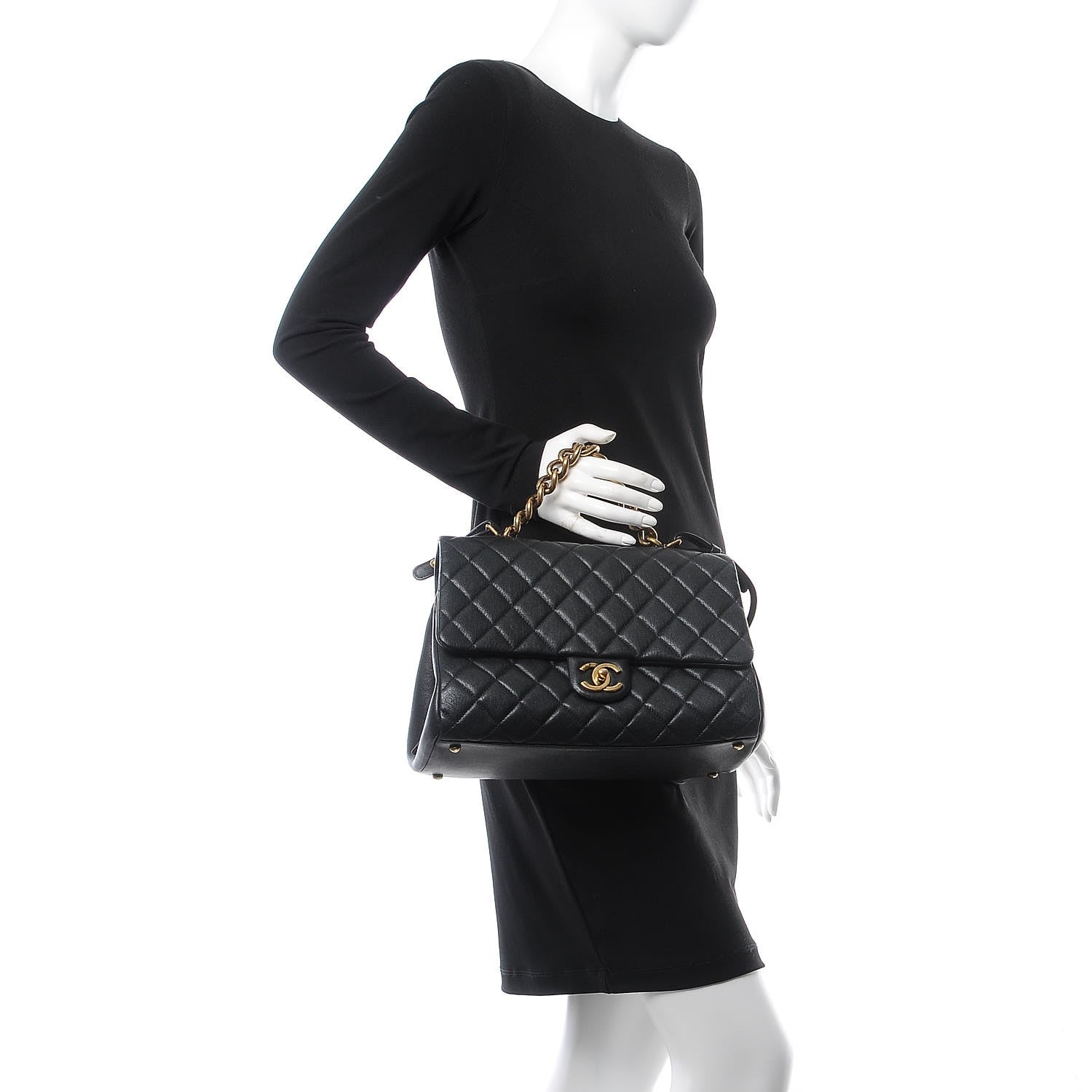 Chanel Shiny Sheepskin Quilted Large Trapezio Flap Black 3 of 10