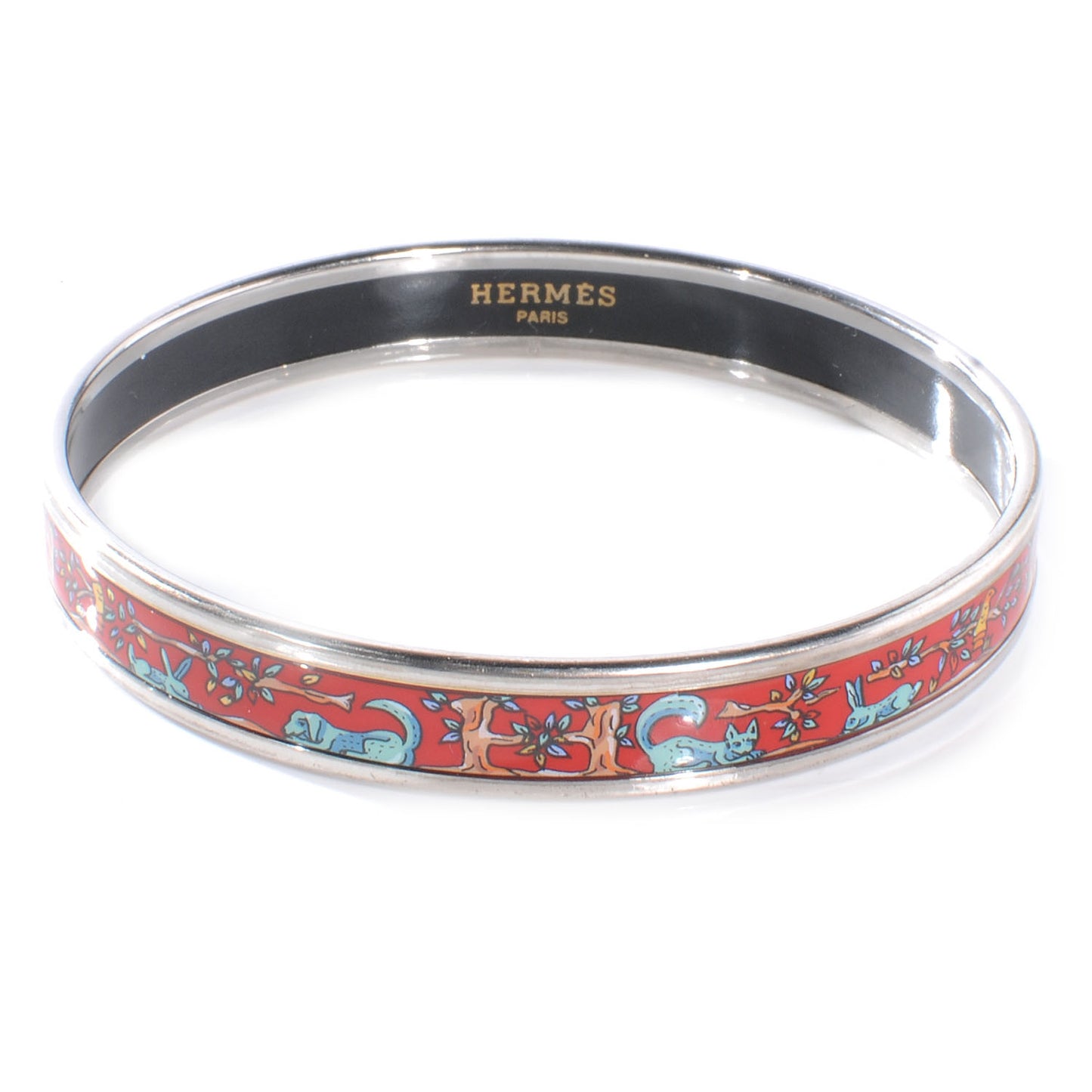 Enamel Printed Narrow Forest Animals Bracelet 65 Red