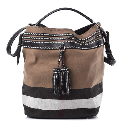 Burberry Canvas Mega Check Medium Ashby Tassel Hobo Black 1 of 11