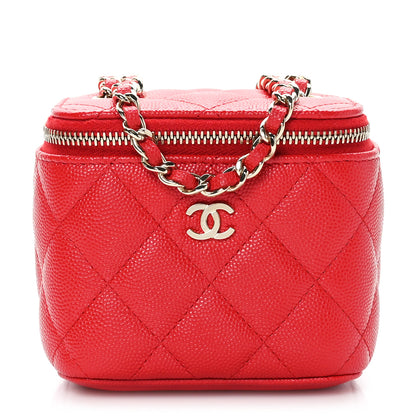 Chanel Caviar Quilted Mini Vanity Case With Chain Red 1 of 11
