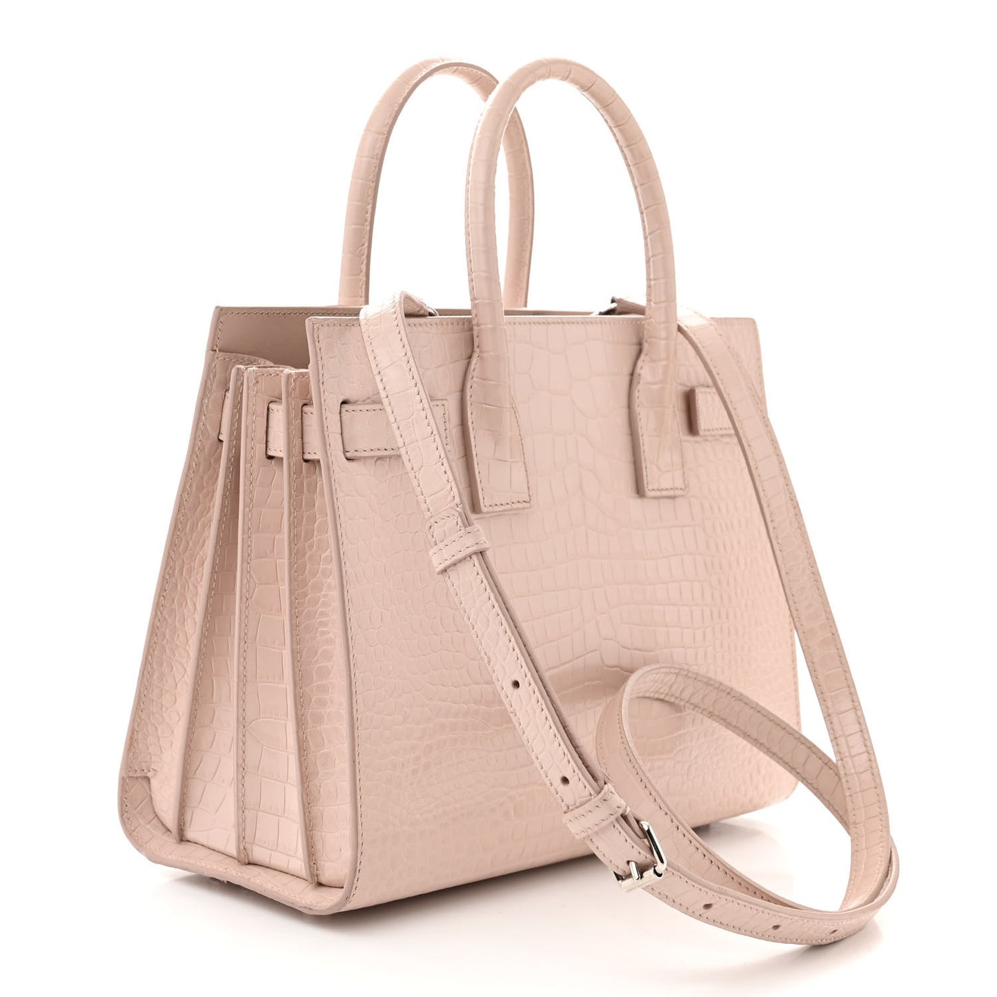 Calfskin Crocodile Embossed Baby Sac De Jour Rose Antic
