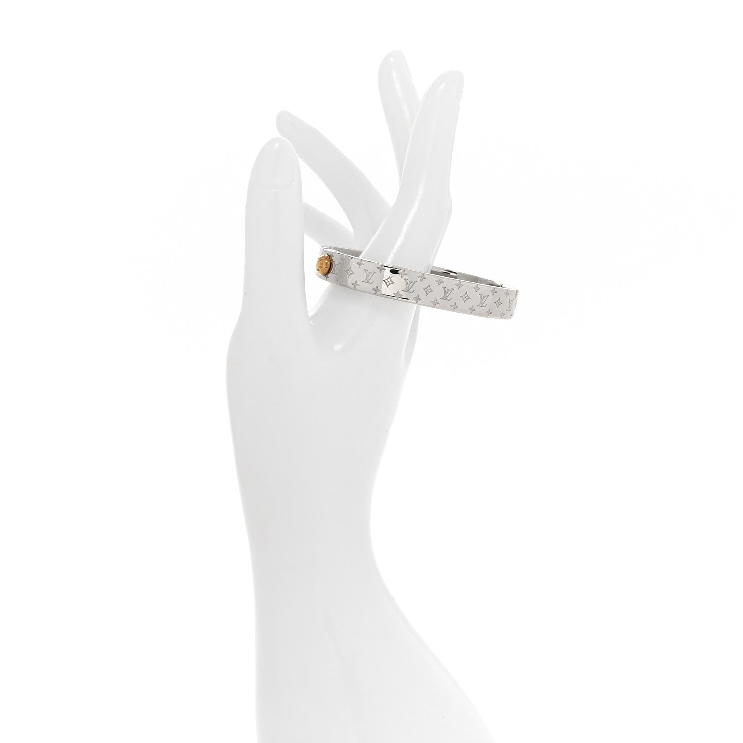 Louis Vuitton Palladium Monogram Nanogram Cuff S Silver 2 of 7
