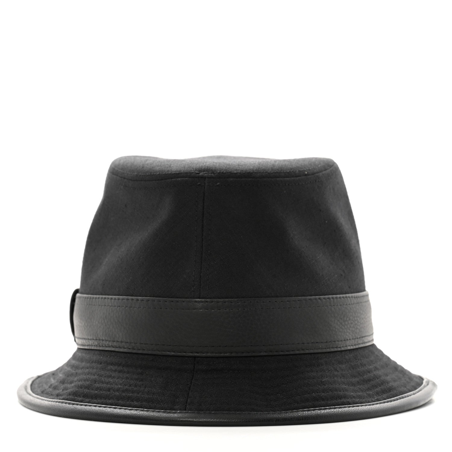 Hermes Linen Deerskin Fedora Hat 58 Black 6 of 12