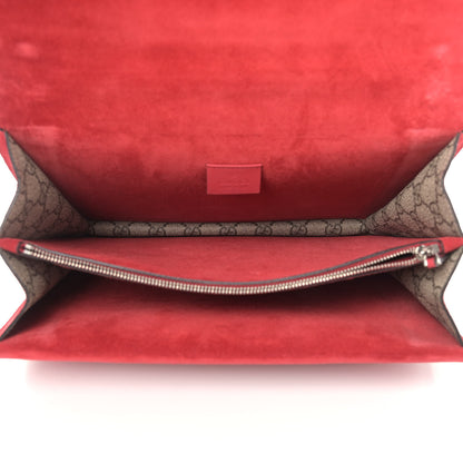 Gucci GG Supreme Monogram Suede Cudu Medium Dionysus Shoulder Bag Beige Ebony Vulcanic Red 5 of 14