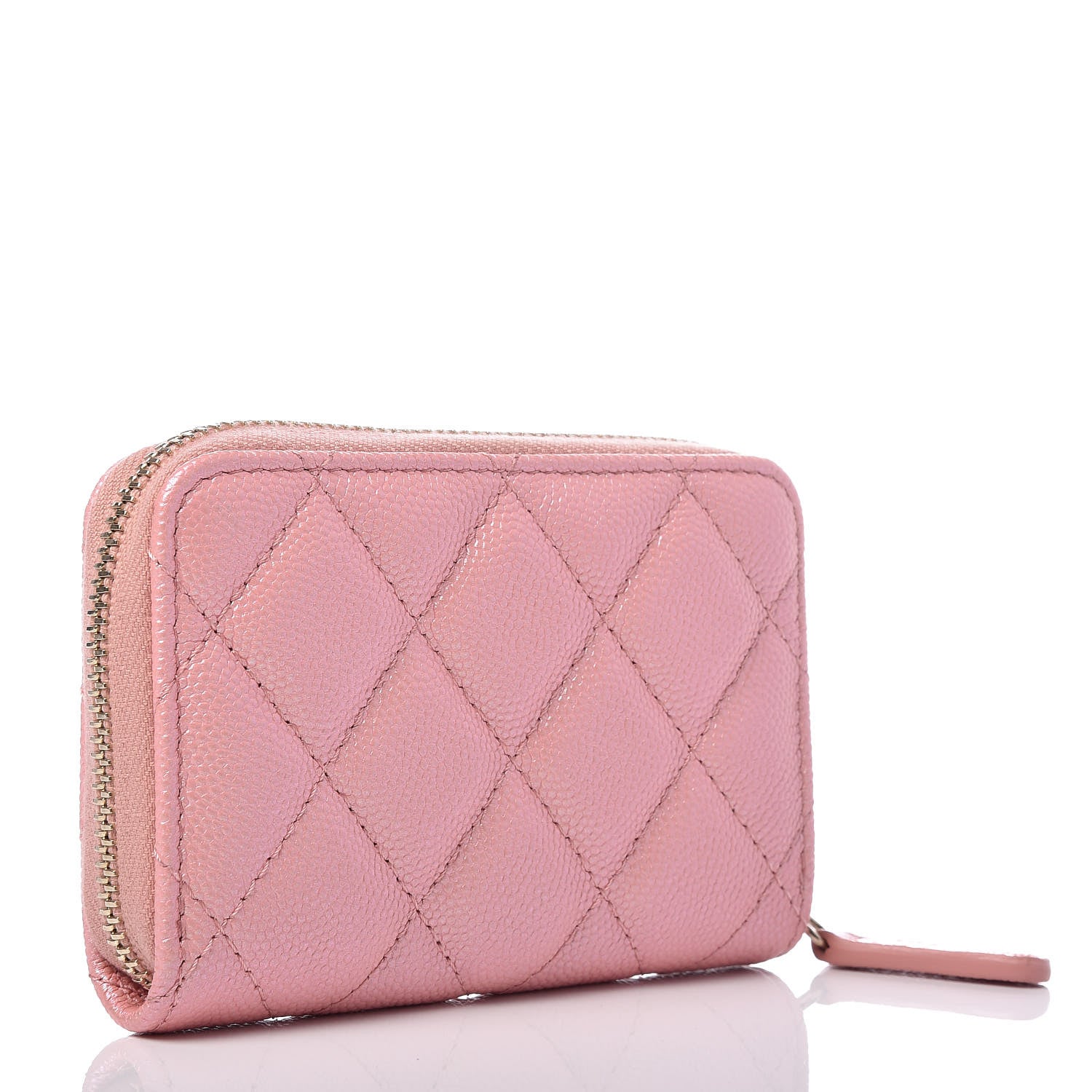 Chanel Iridescent Caviar Quilted Zip Coin Purse Pink 3 of 8