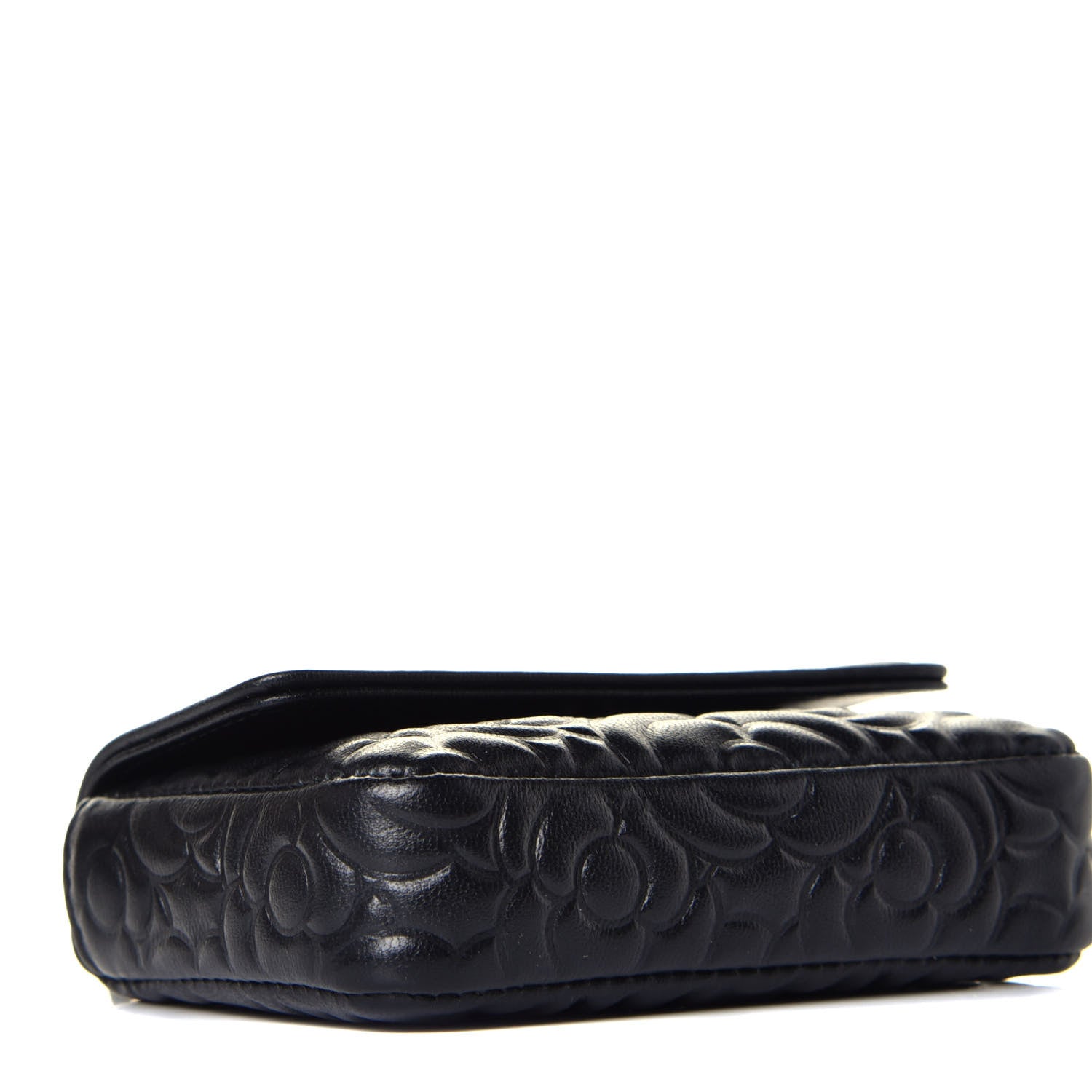 Chanel Lambskin Camellia Embossed Chain Belt Bag Black 9 of 10