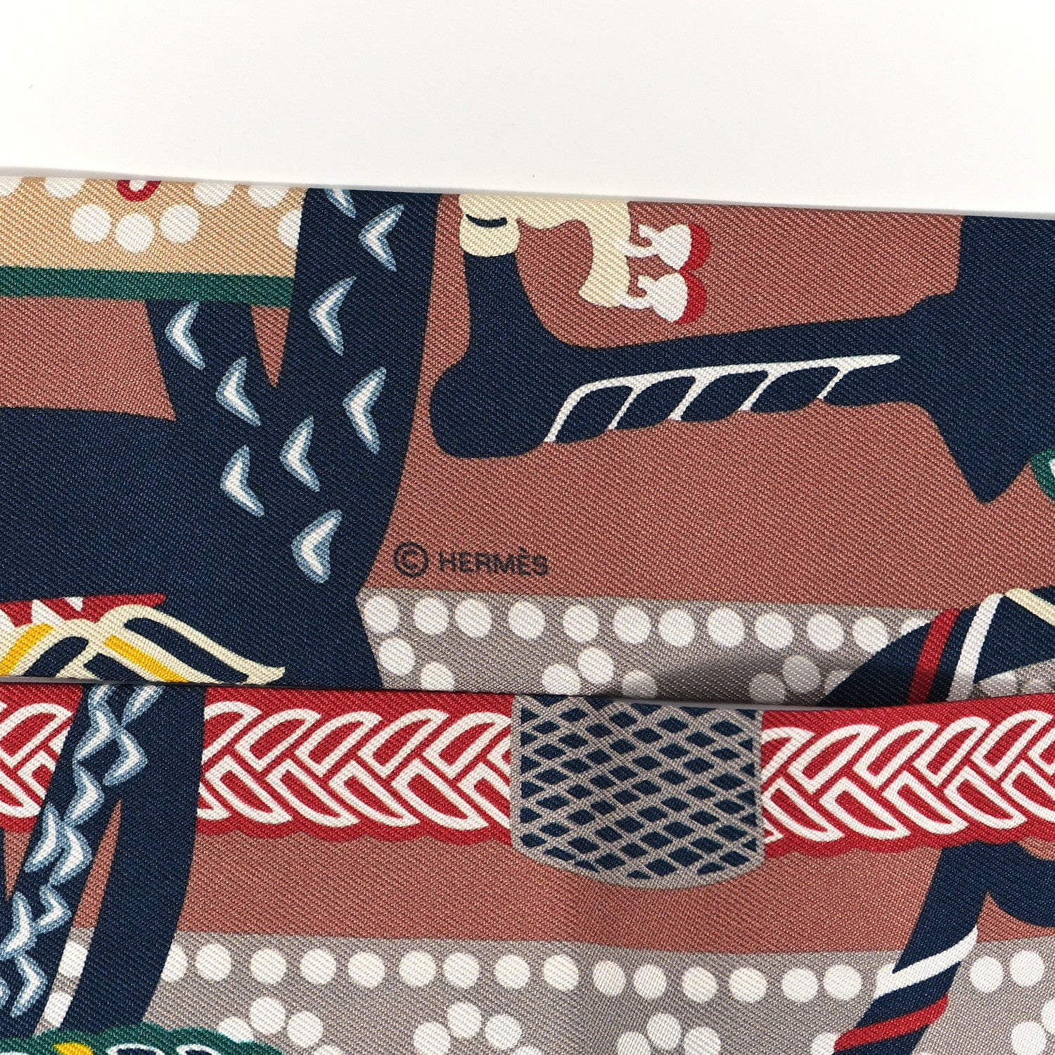 Hermes Silk Fantaisie D'Etriers Twilly Noisette Etoupe Vert 4 of 4