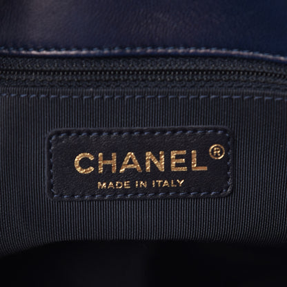 Chanel Lambskin Quilted Elegant CC Shopping Tote Navy Black 6 of 11