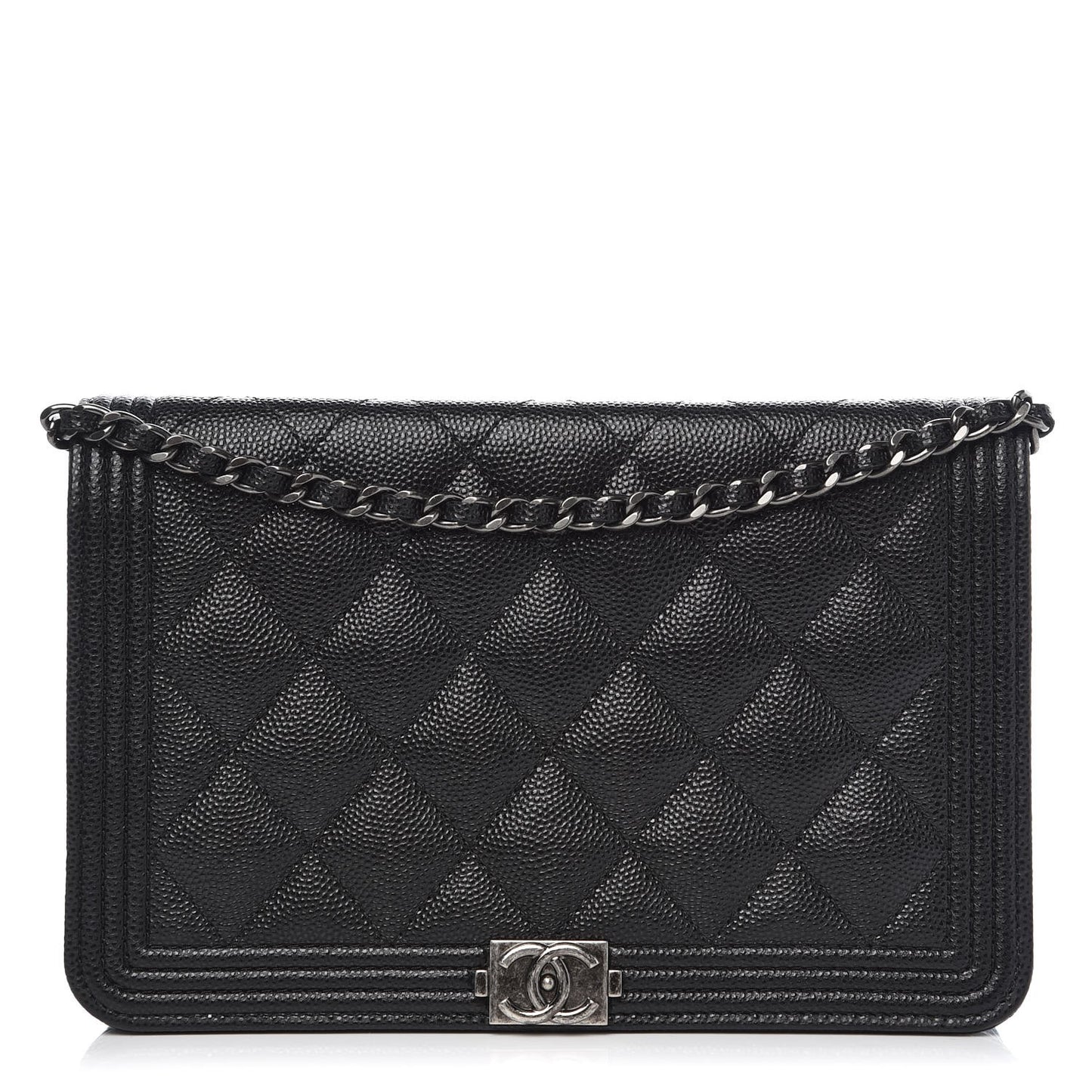 Caviar Quilted Boy Wallet On Chain WOC Black