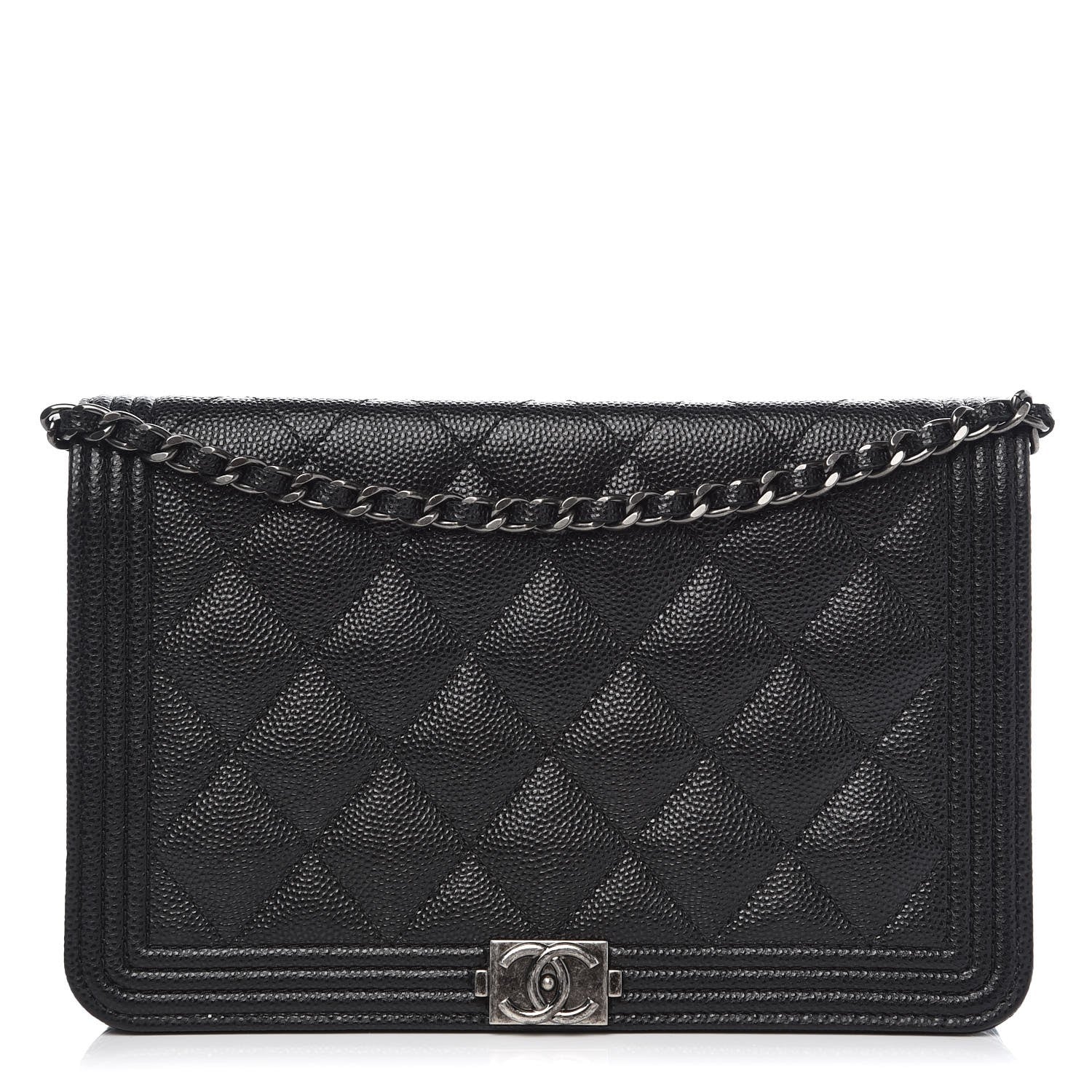 Chanel Caviar Quilted Boy Wallet On Chain WOC Black 1 of 8