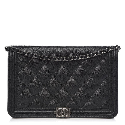 Chanel Caviar Quilted Boy Wallet On Chain WOC Black 1 of 8
