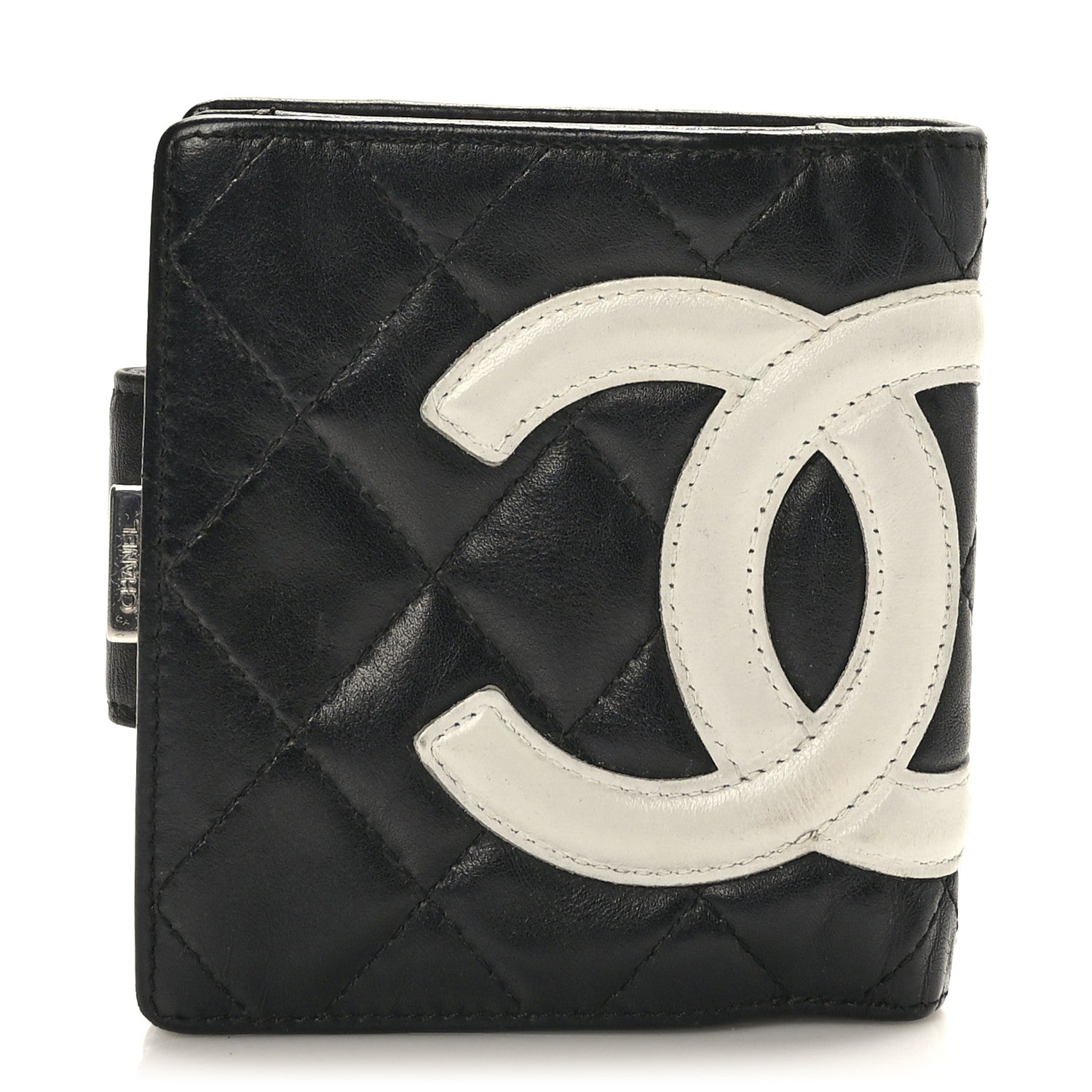 Chanel Calfskin Quilted Cambon Bi-fold Wallet Black White 1 of 8