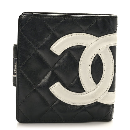 Chanel Calfskin Quilted Cambon Bi-fold Wallet Black White 1 of 8