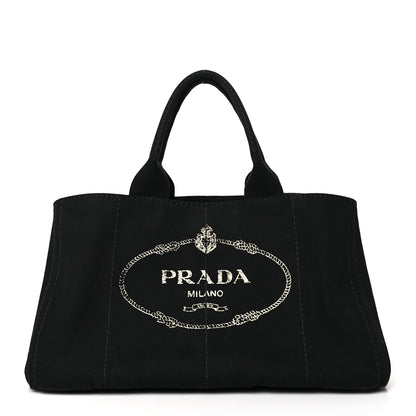 Prada Canvas Large Canapa Logo Tote Black 1 of 9