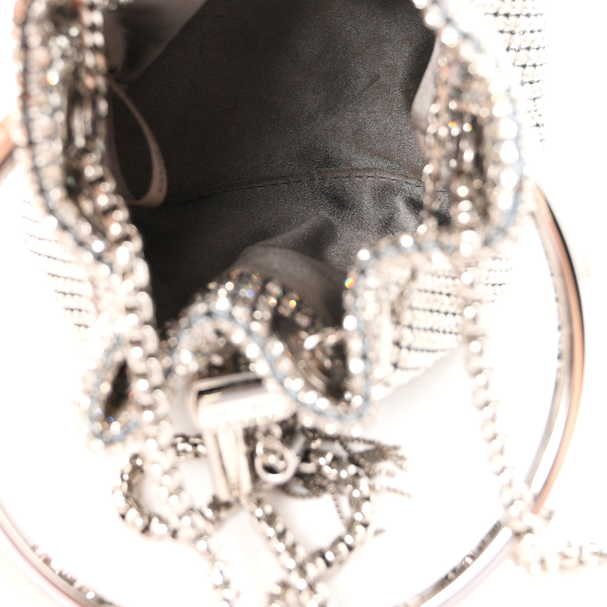 Jimmy Choo Satin Crystal Embellished Micro Bon Bon Bag Silver 5 of 11