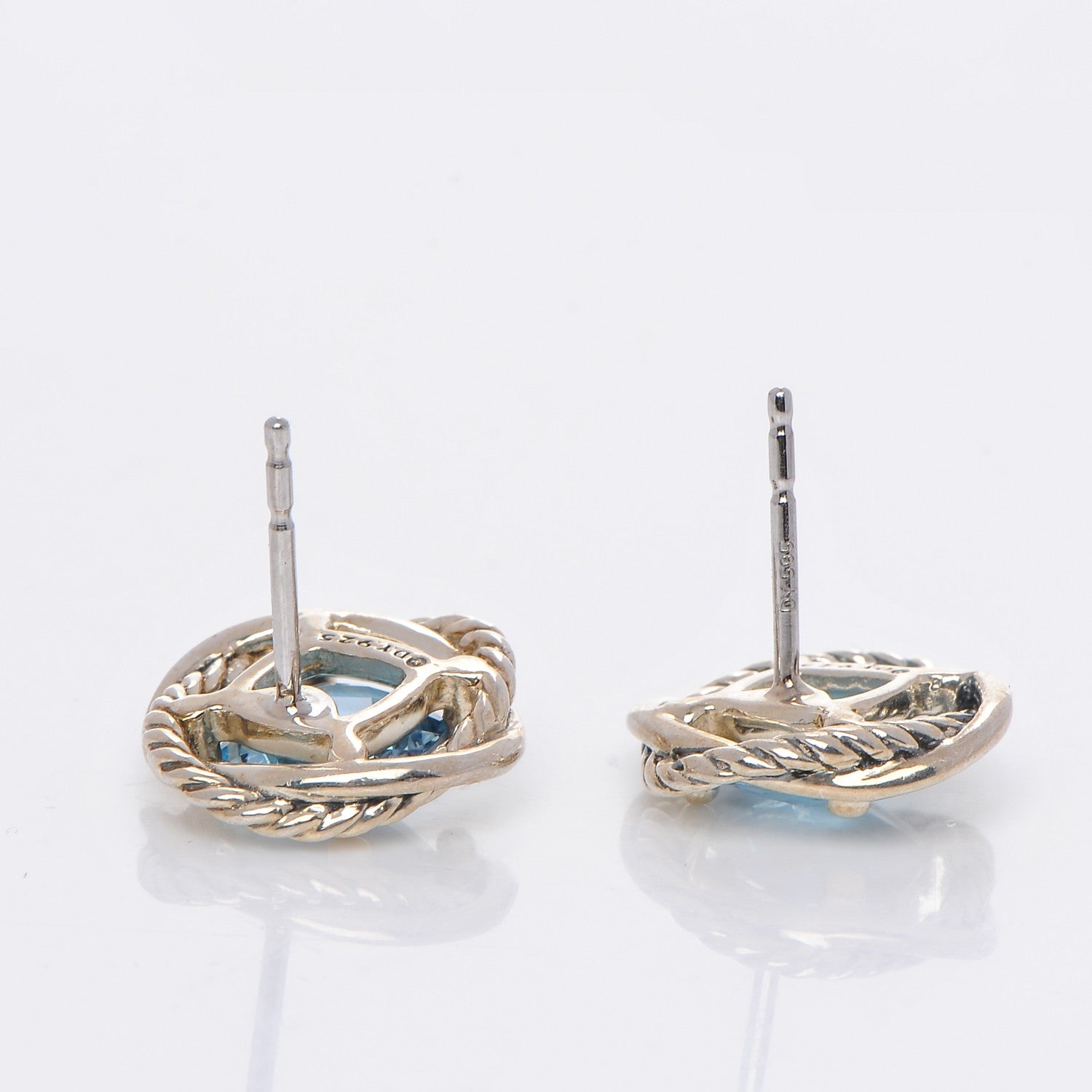David Yurman Sterling Silver Blue Topaz 7mm Infinity Earrings 3 of 4